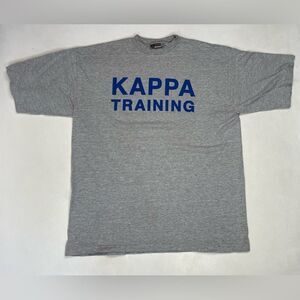 VINTAGE Kappa Training Graphic T-shirt Men XL Gray Short Sleeve